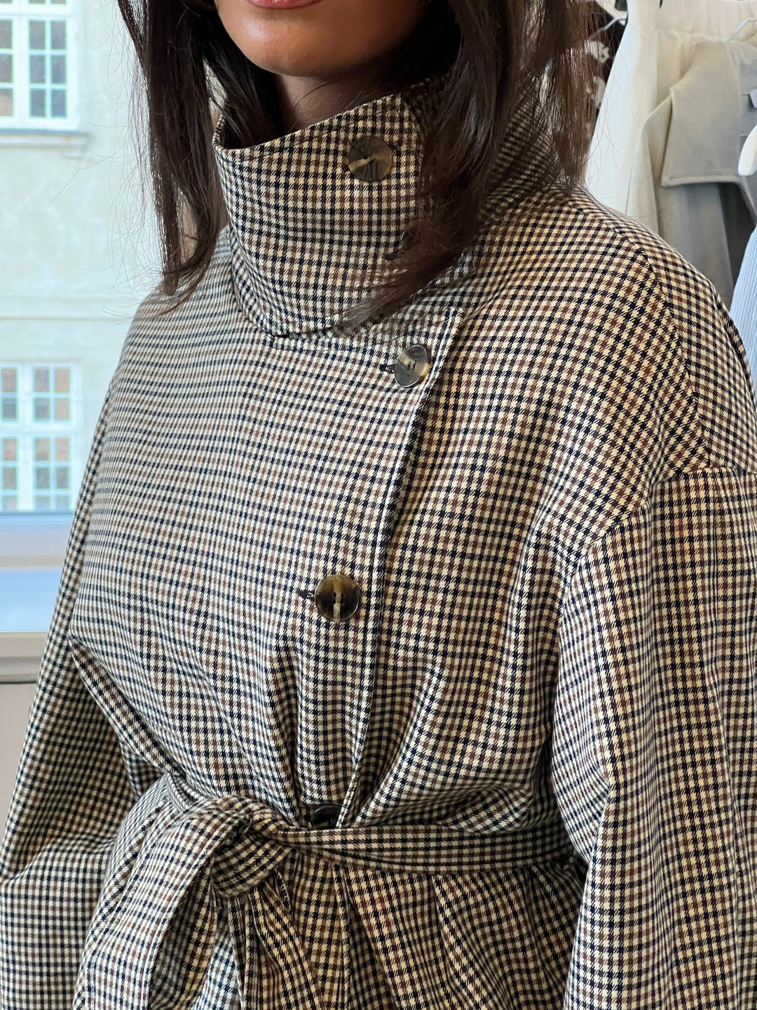 Alessia funnel neck jacket - Checkered