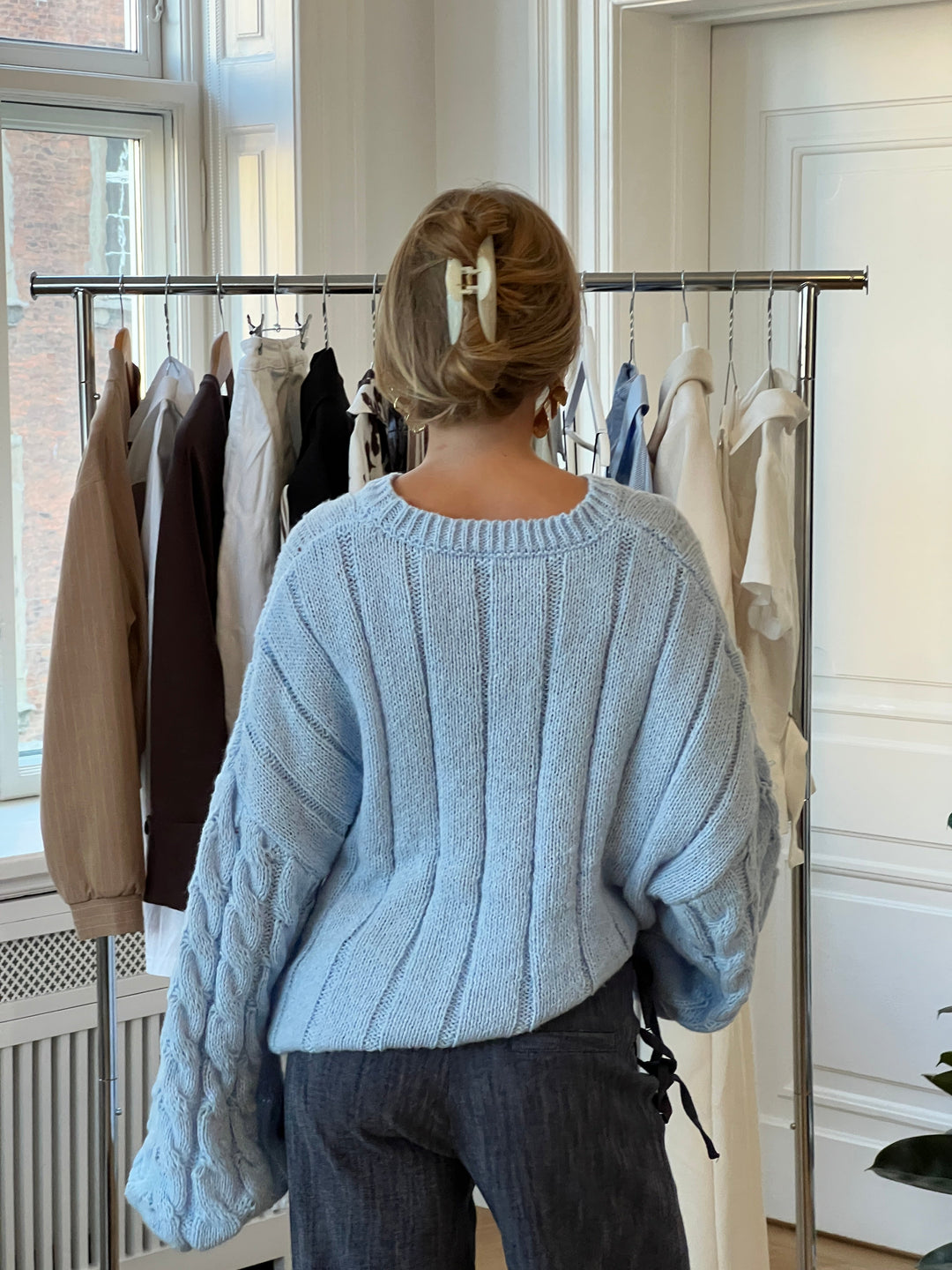 Anora chunky knit sweater - Light blue