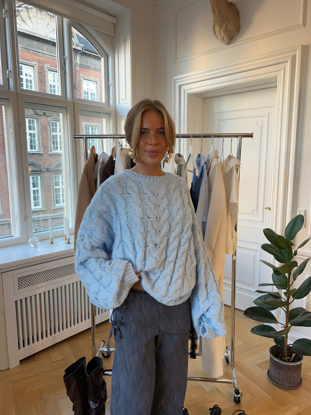 Anora chunky knit sweater - Light blue