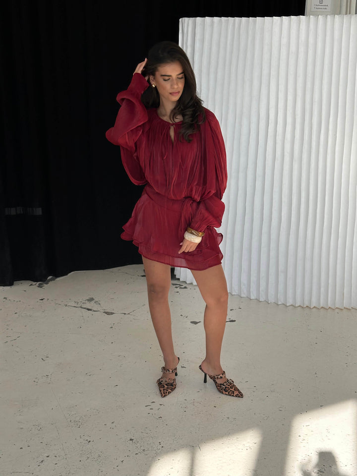 Kalia mini dress - Dark red