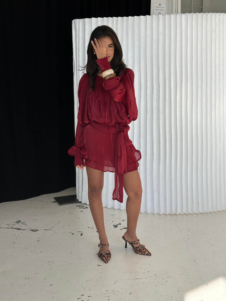 Kalia mini dress - Dark red