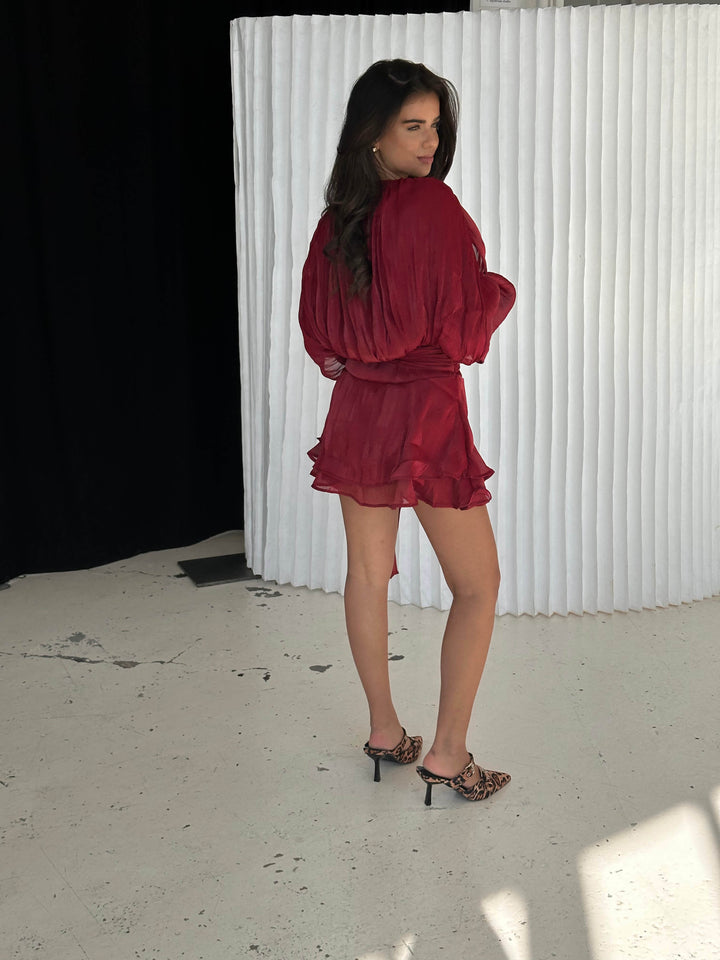 Kalia mini dress - Dark red