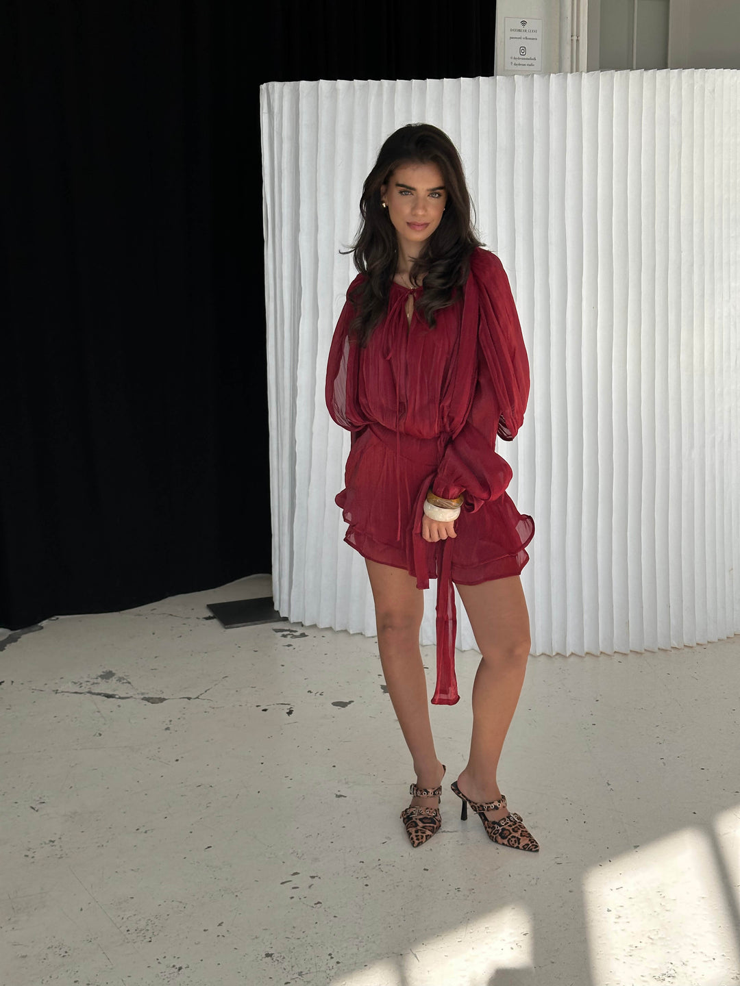 Kalia mini dress - Dark red