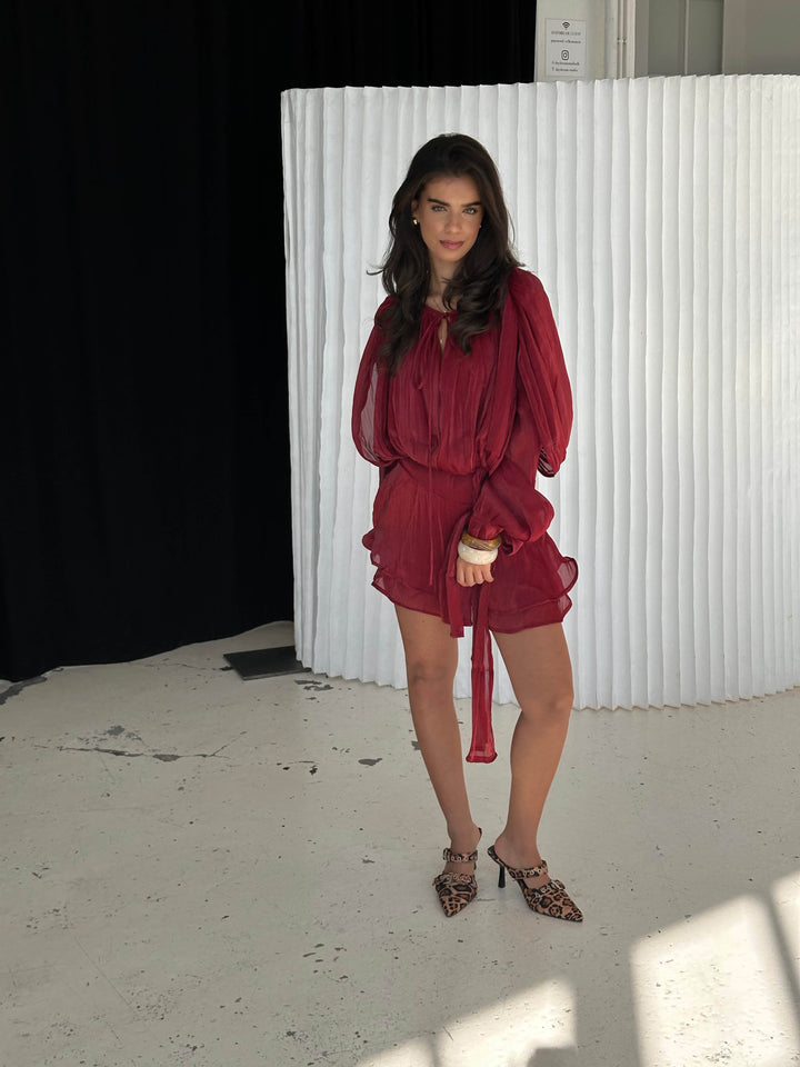 Kalia mini dress - Dark red
