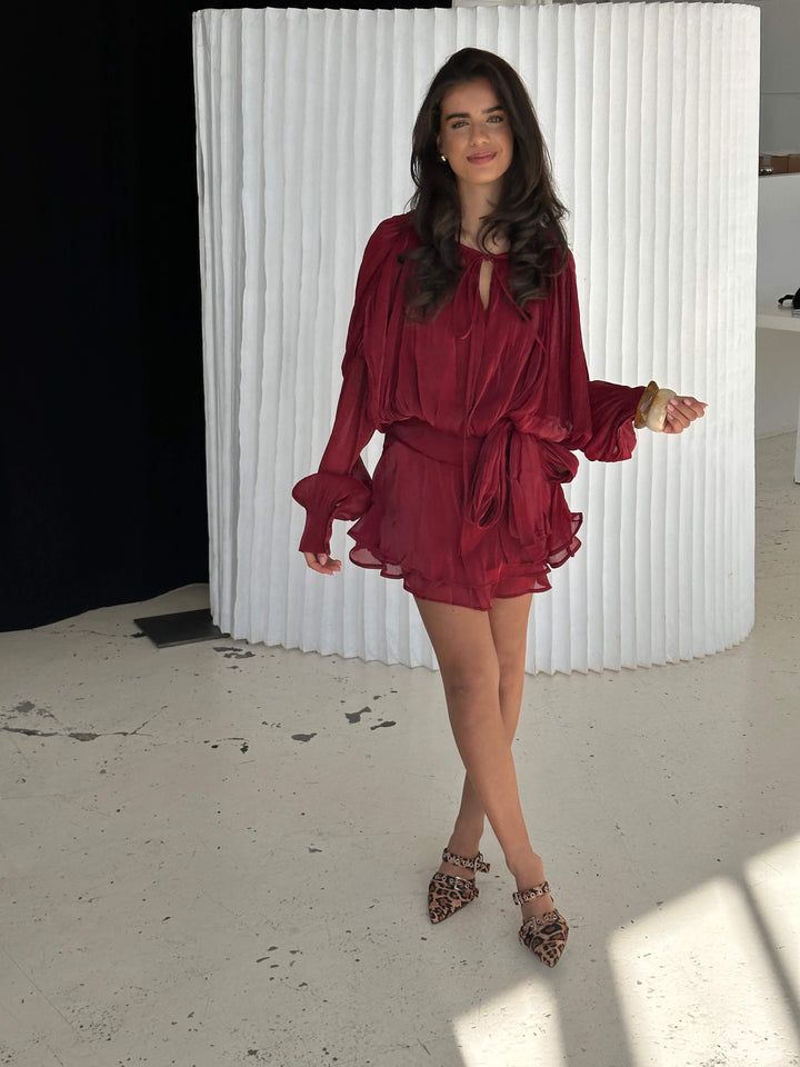 Kalia mini dress - Dark red
