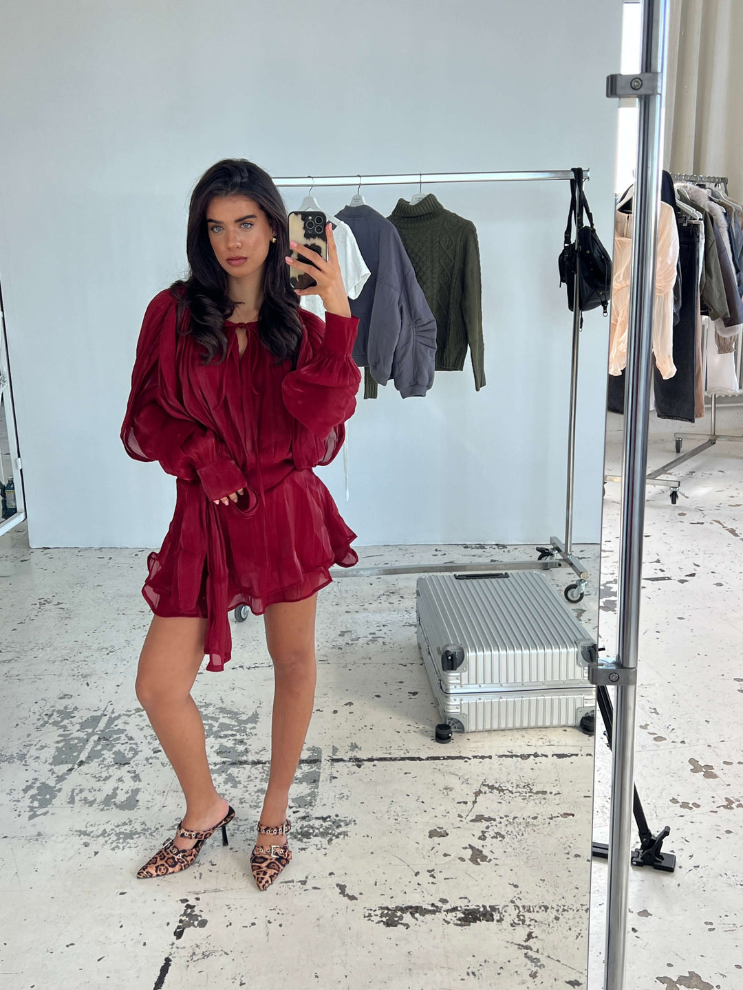 Kalia mini dress - Dark red