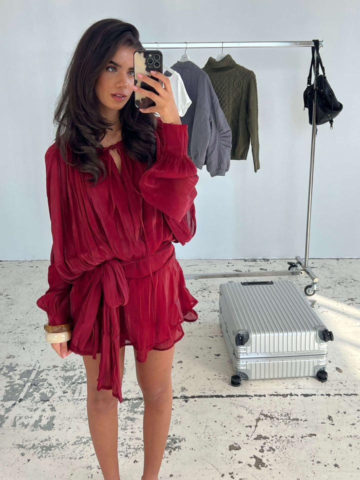 Kalia mini dress - Dark red