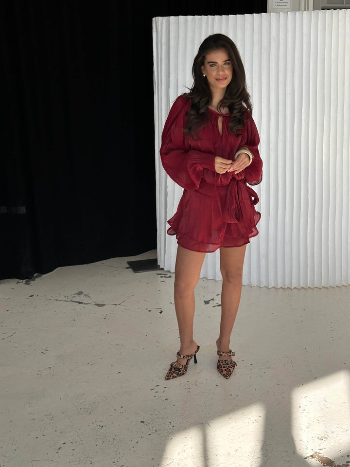 Kalia mini dress - Dark red