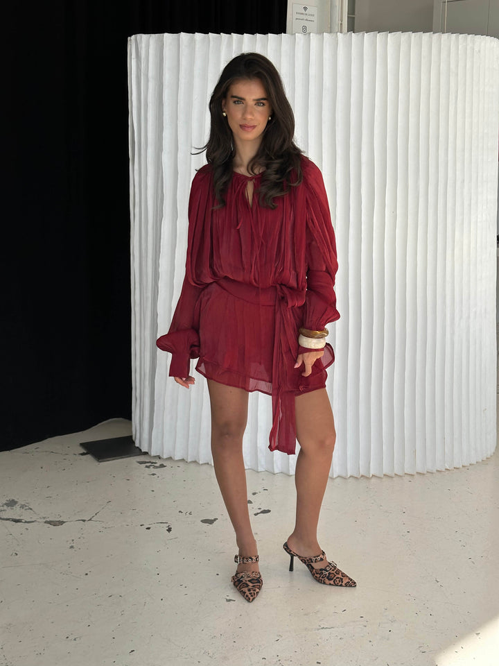 Kalia mini dress - Dark red