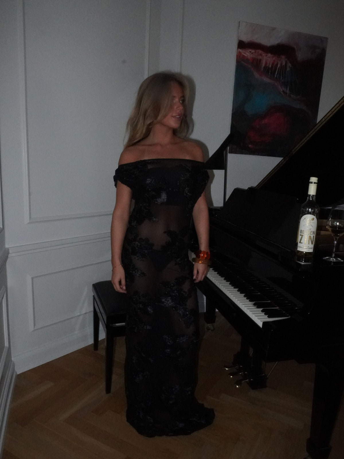 Kivo Mesh Dress Black