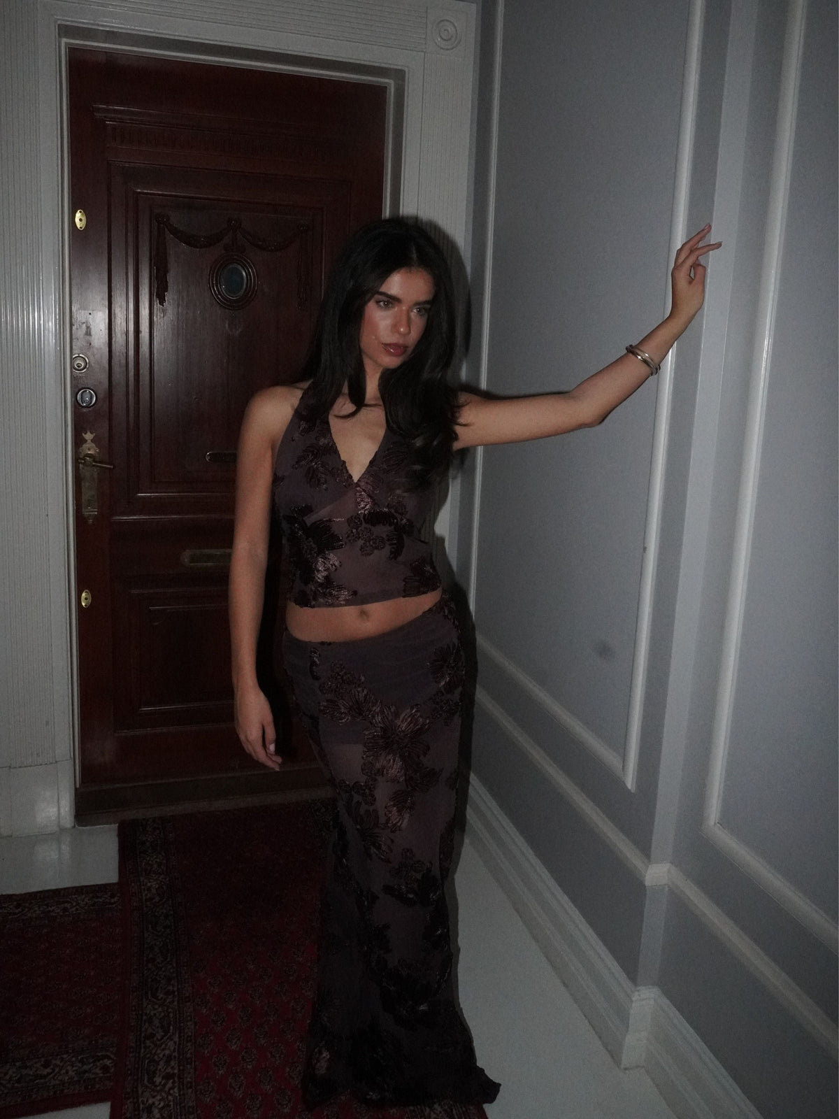 Kivo Mesh Skirt Brown