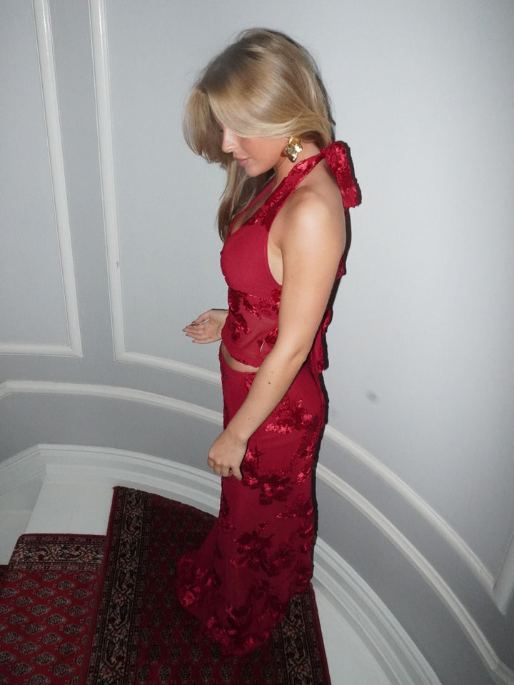 Kivo maxi mesh skirt - Red