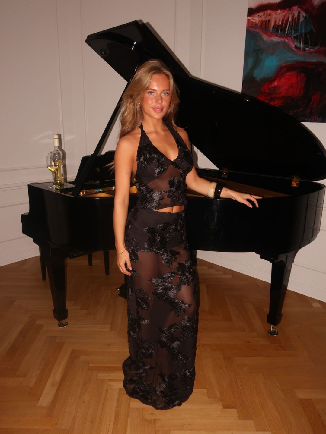 Kivo maxi mesh skirt - Black