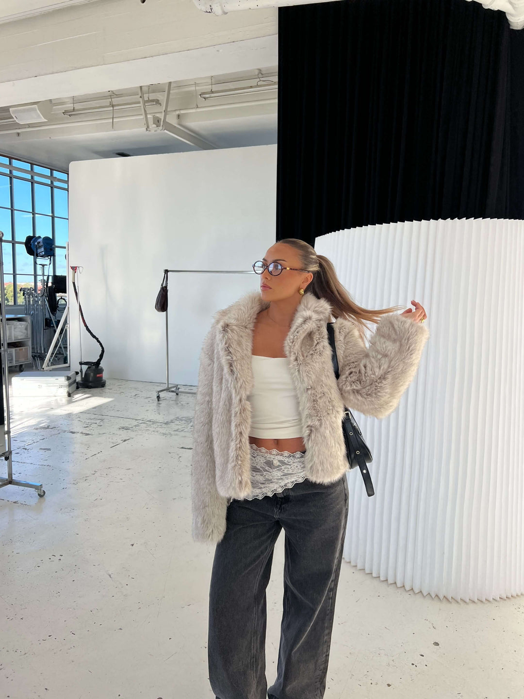 Liva fur jacket - Beige melange