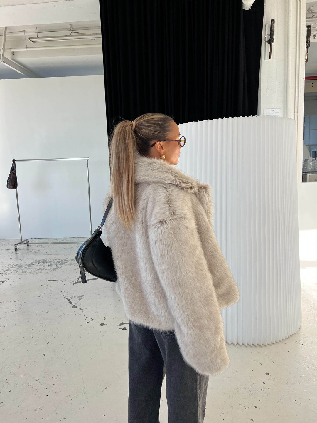 Liva fur jacket - Beige melange