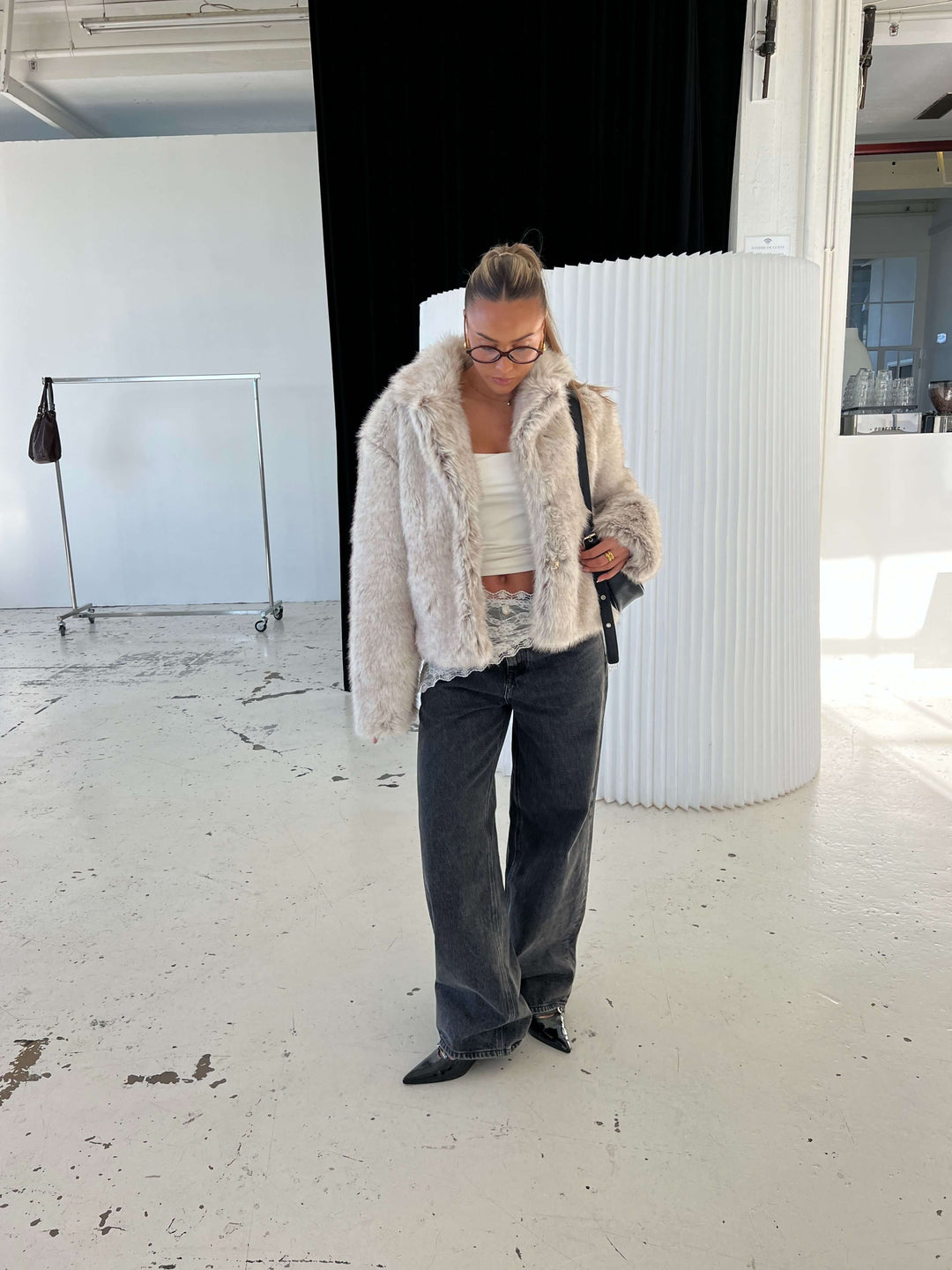 Liva fur jacket - Beige melange