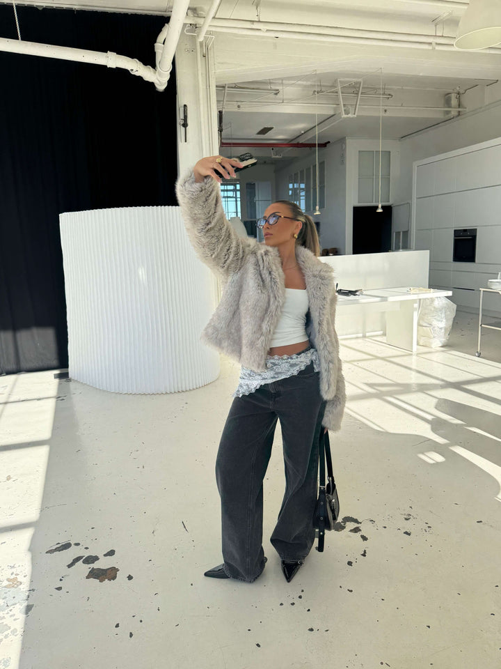 Liva fur jacket - Beige melange