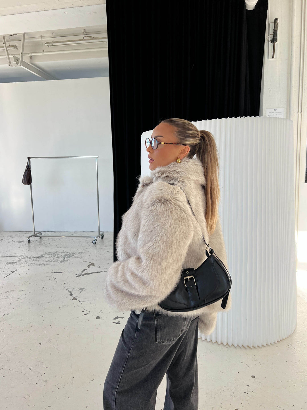 Liva fur jacket - Beige melange