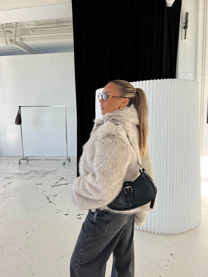 Liva fur jacket - Beige melange