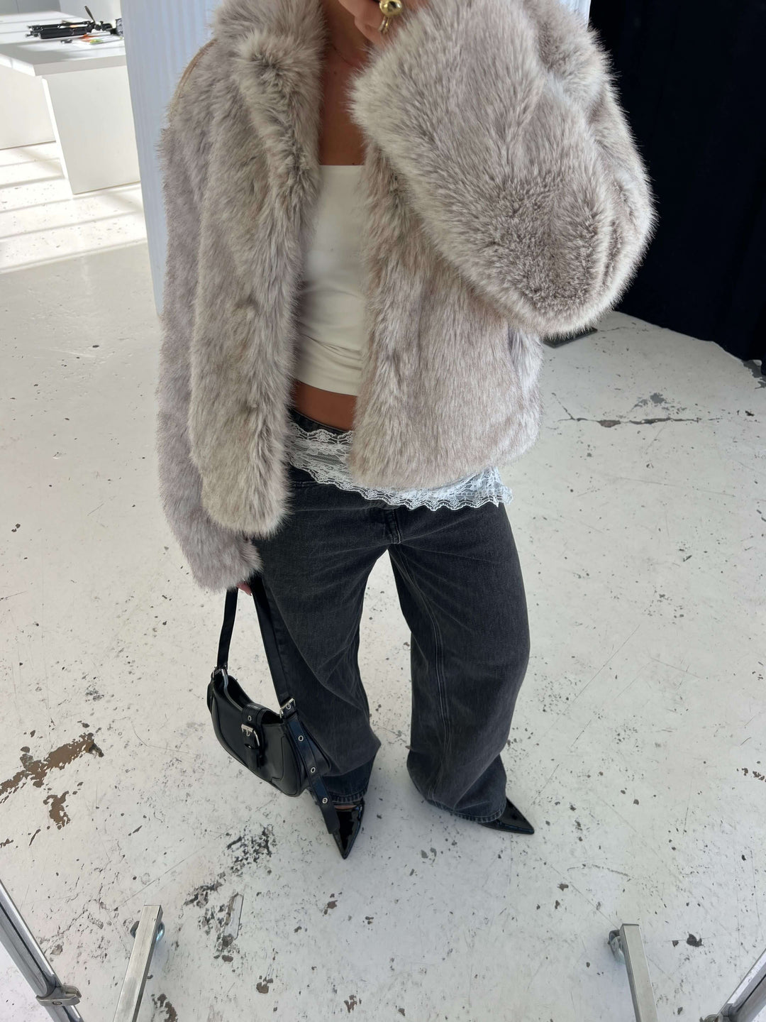 Liva fur jacket - Beige melange