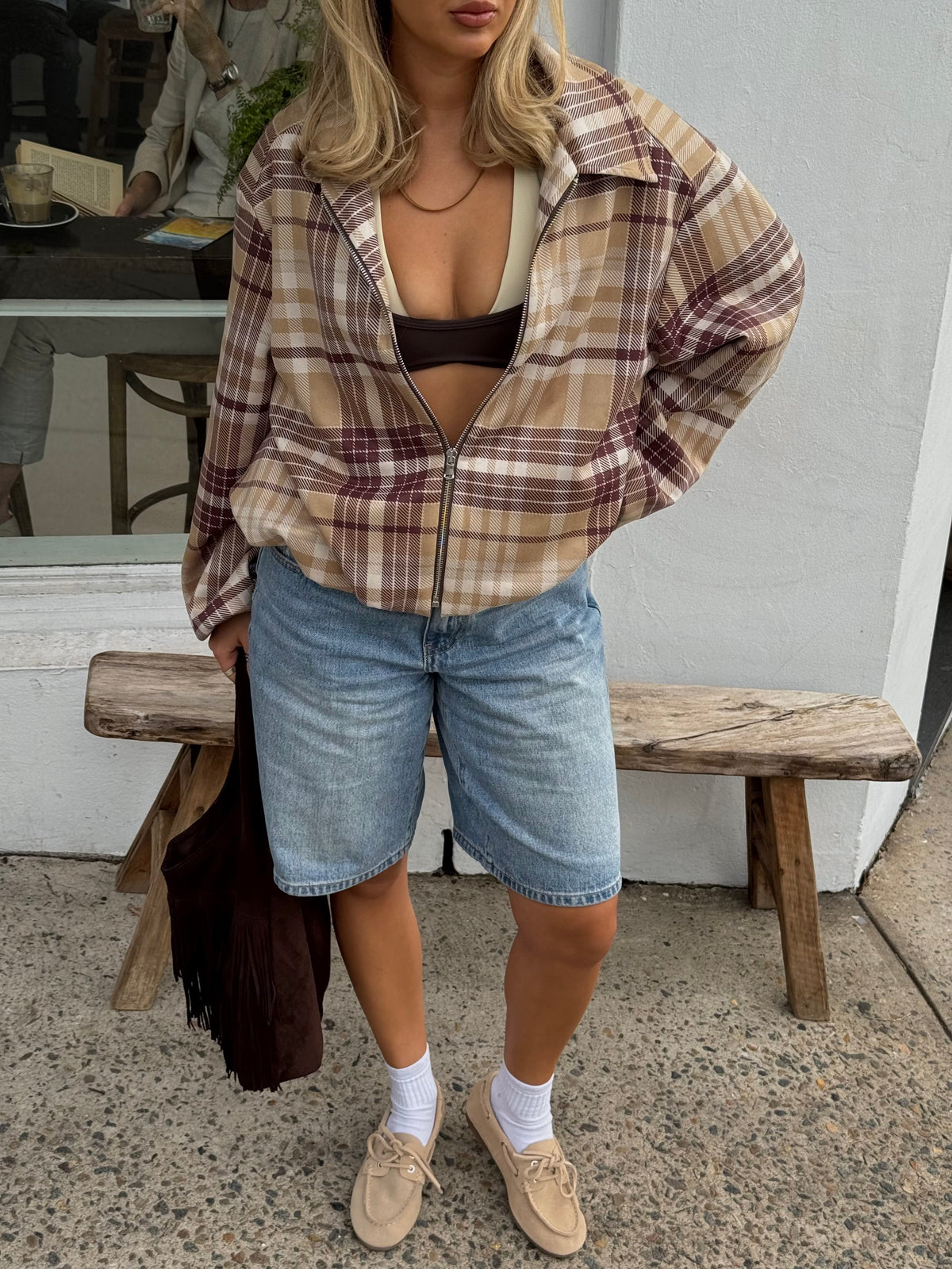 Elin Checked Jacket Brown