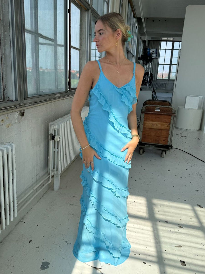 Rie maxi ruffle dress - Blue