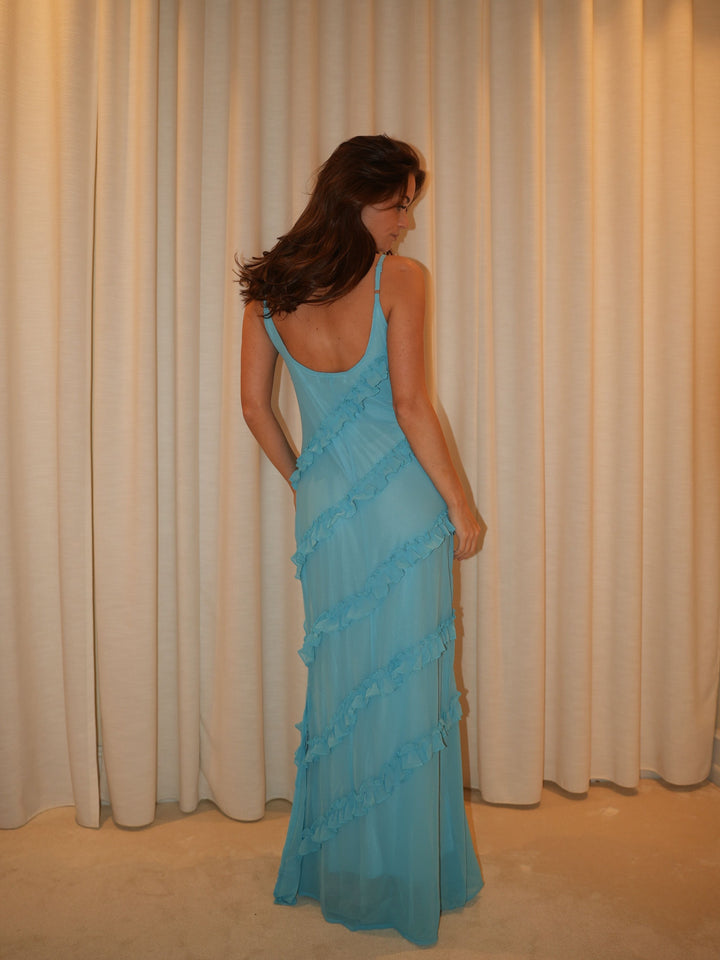 Rie maxi ruffle dress - Blue