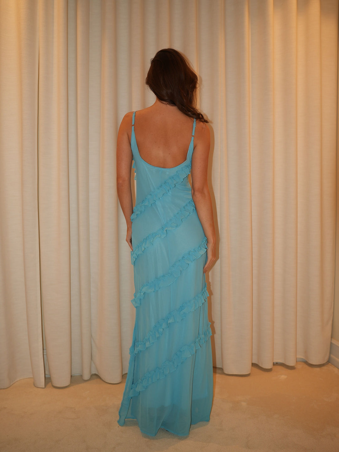 Rie maxi ruffle dress - Blue