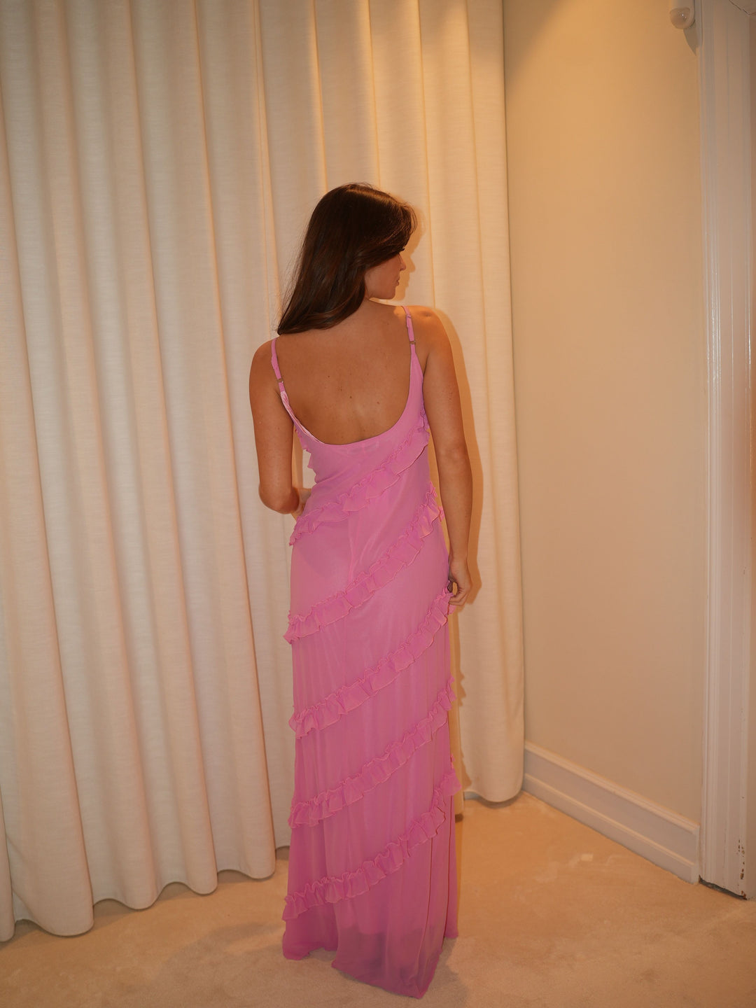 Rie maxi ruffle dress - Pink