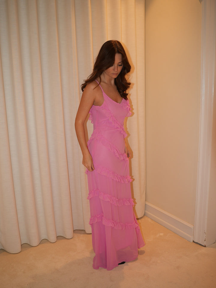 Rie maxi ruffle dress - Pink