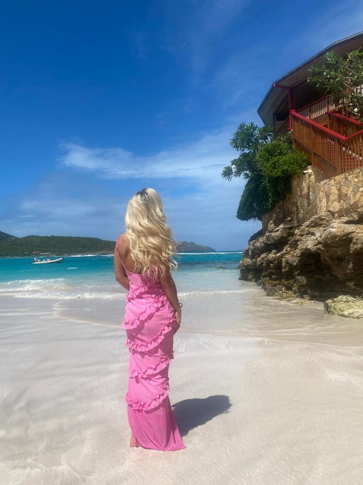 Rie maxi ruffle dress - Pink