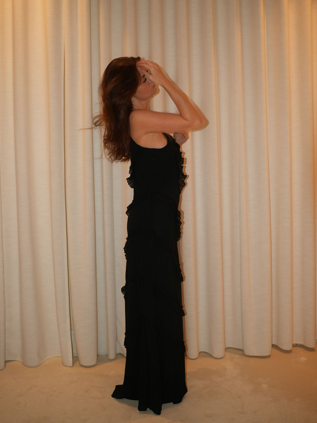 Rie maxi ruffle dress - Black