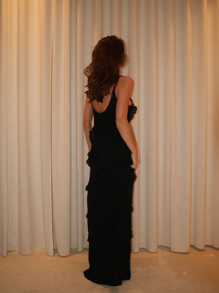 Rie maxi ruffle dress - Black