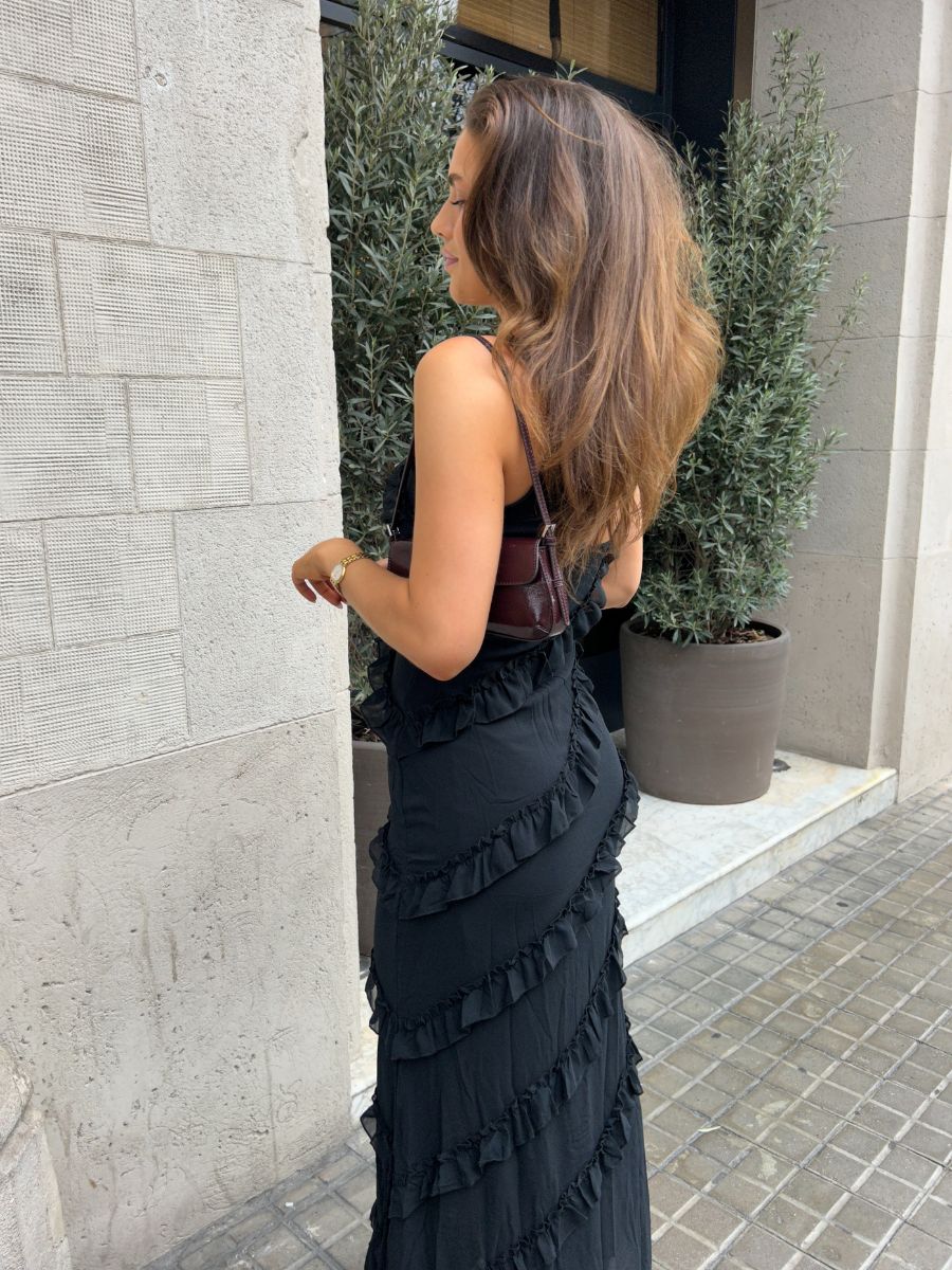 Rie maxi ruffle dress - Black
