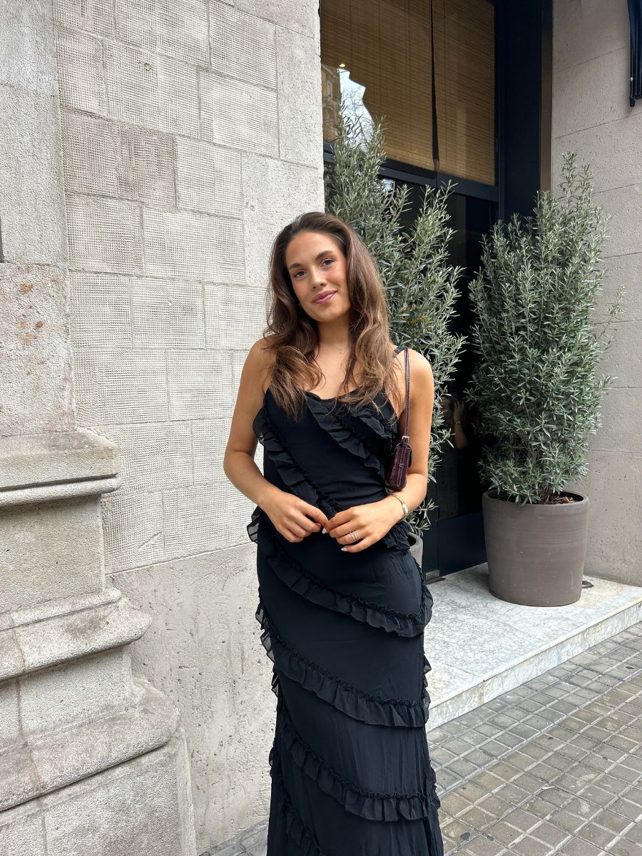 Rie maxi ruffle dress - Black