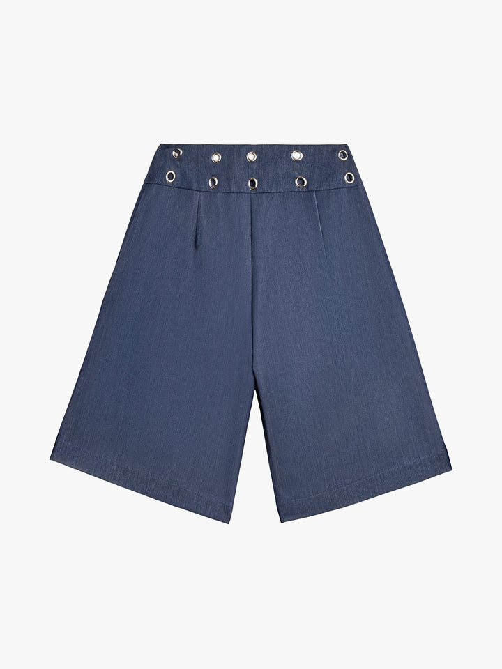 Lara Eyelet Shorts Blue