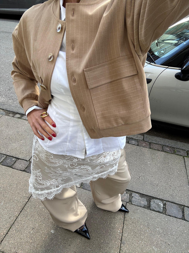 Liana striped bomber jacket - Beige