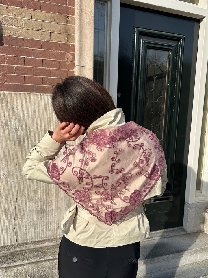 Rue lace scarf - Bordeaux