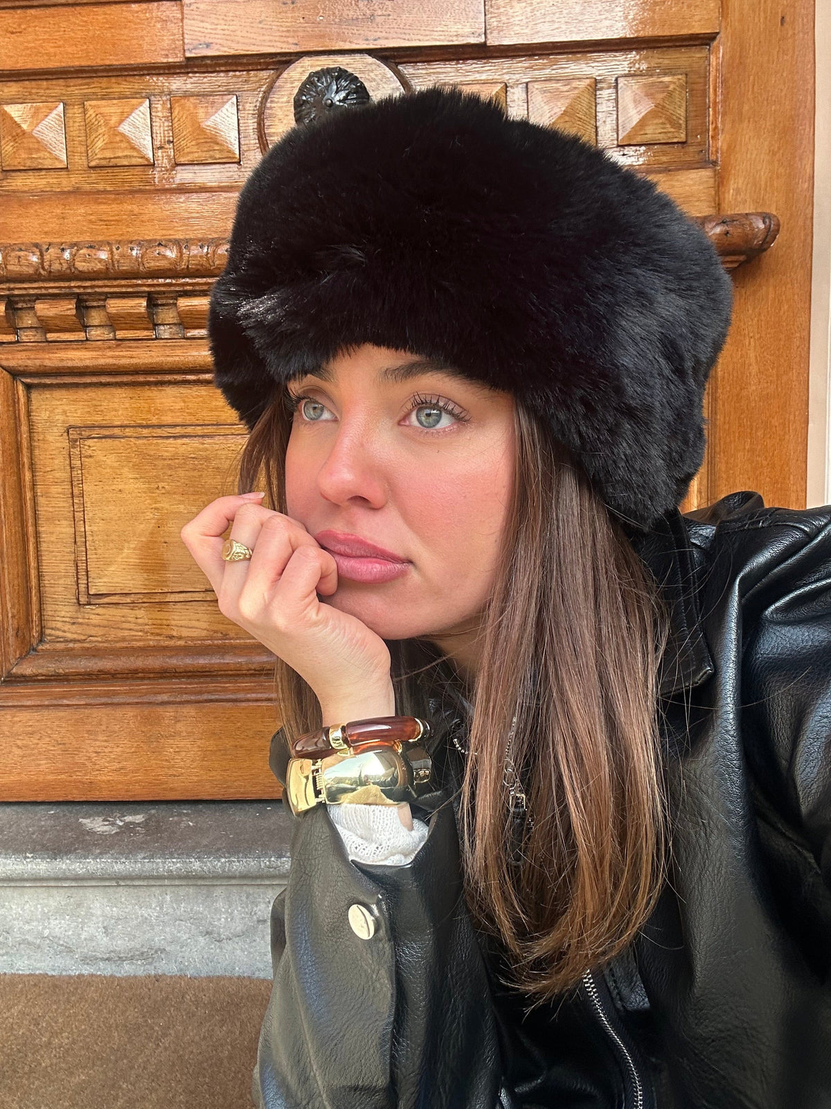 Eira Fur Hat Black