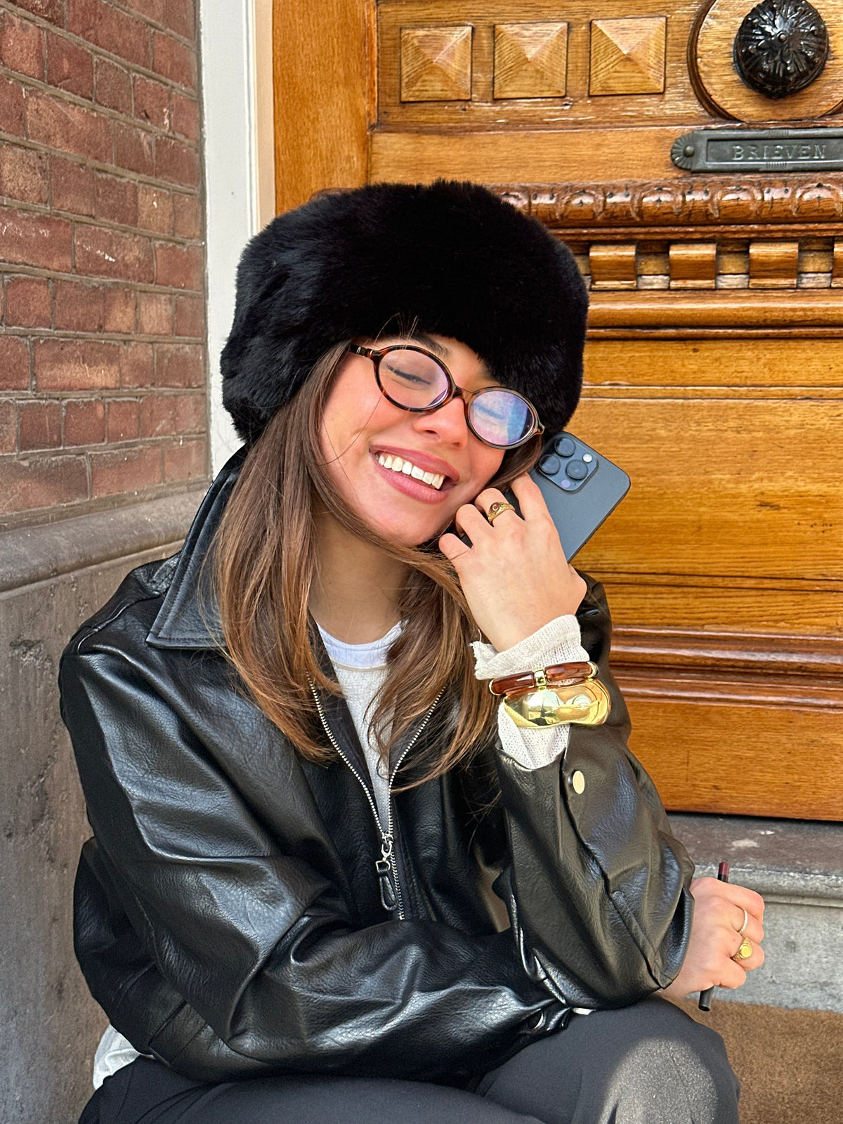 Eira Fur Hat Black